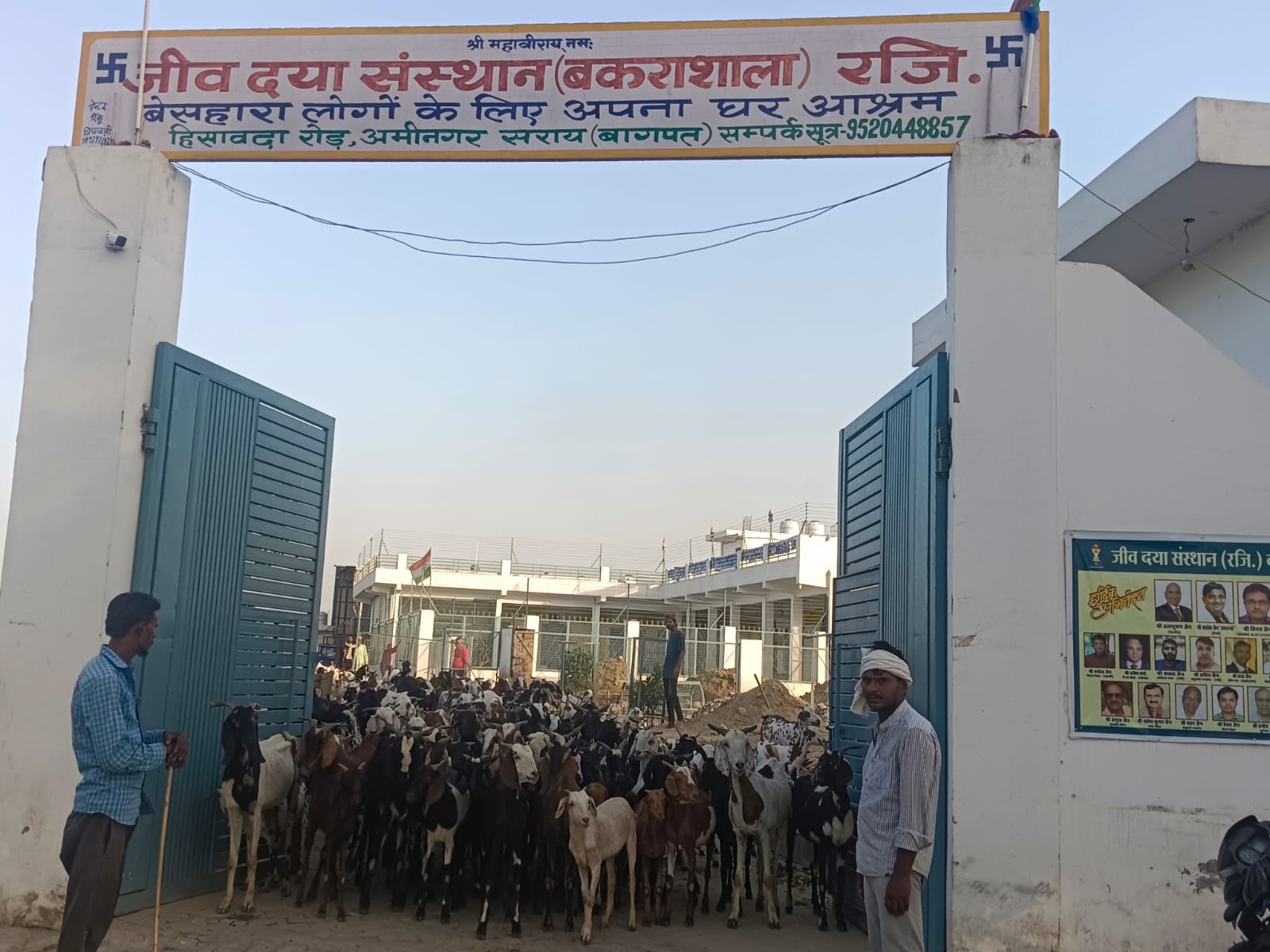 Jeev Daya Bakrashala gate with goats Baghpat